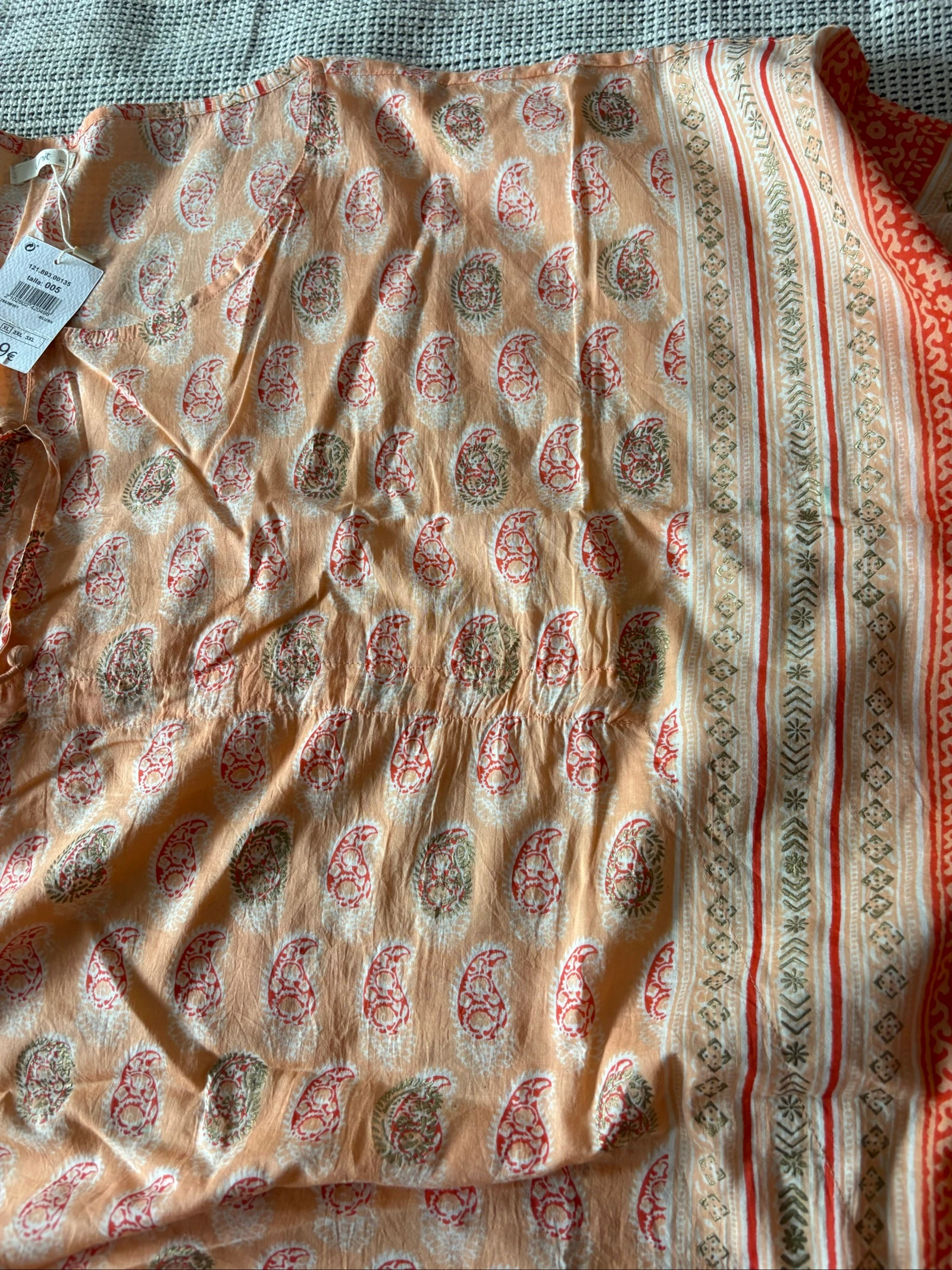 caftã túnica praia boho étnico estampado paisley laranja dourado tamanho único kaftan roupão – photo 7